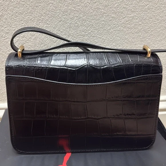 Coach Black Croc-Embossed Shoulder Bag - Picture 5 of 9